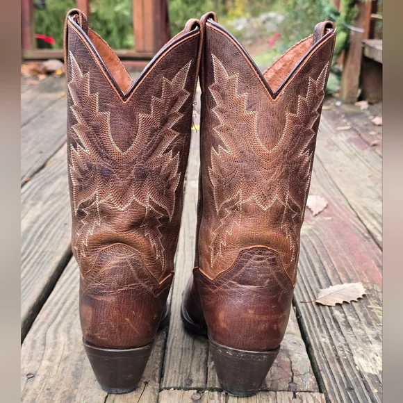 Dan Post Womens, Snip Toe, Brown Leather, Tan Stitching, Cowboy Boots, Size 7M - Picture 10 of 13